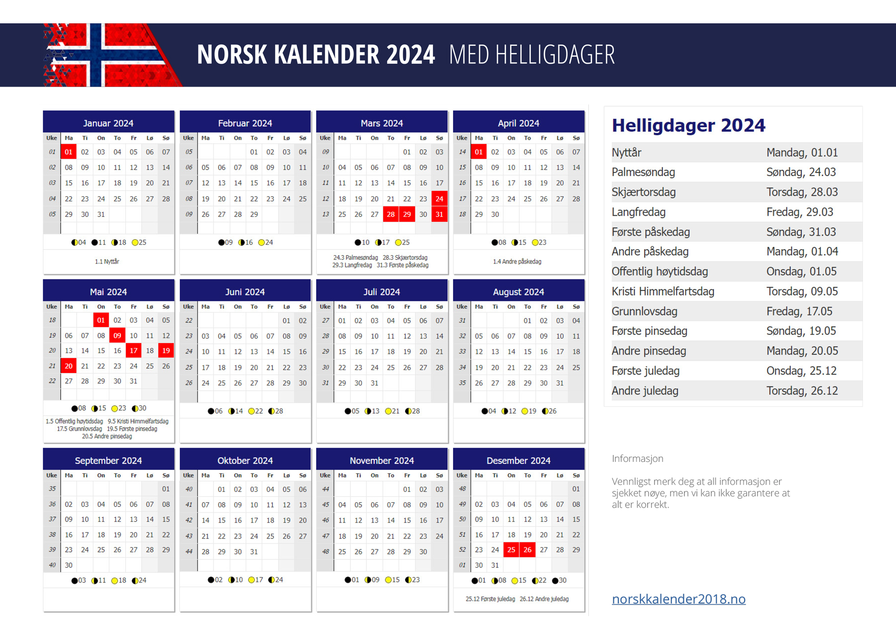 Kalender 2024 Norge Med Helligdager - Gerda Jsandye
